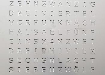 Wortmatrix aus Edelstahl 1.4301, Stärke 2 mm, lasergeschnitten