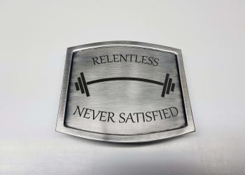 Gürtelschnalle aus Silber laserbeschriftet