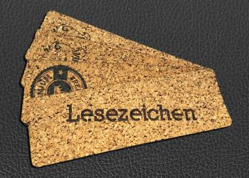 Lesezeichen aus Kork - laserbeschriftet und lasergeschnitten