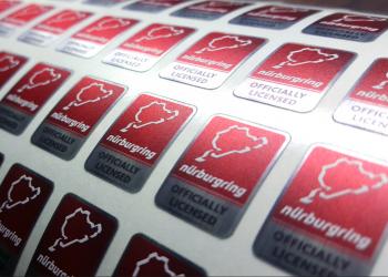 Aufkleber aus Metallfolie mit Sonderfarbe weiß