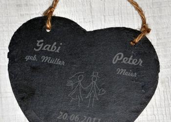 Lasergravur auf Schieferherz